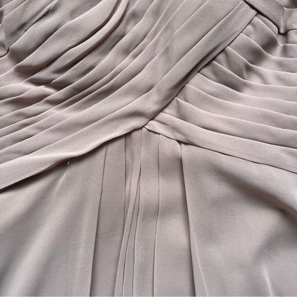 AZAZIE Flowy Pleated Chiffon Long Dress | Taupe | Size: A6 | Women - Picture 7 of 10